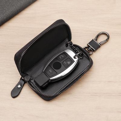 Genuine Leather Car Key Case: Universal Nappa Cowhide Zipper Bag