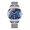 Precision Steel Watch for Men: Three-disc Analog Quartz Waterproof Watch Luminous Date Stainless Steel Easy-to-read Disc Popular Watch Casual