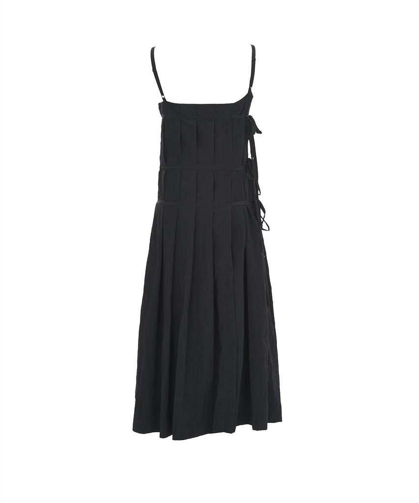 Bimuet Pleated Wrap Detail Long Dress Black