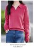 2026 Women's Pure Wool Polo Collar Loose Knit Sweater - Solid Color, Versatile, Casual Base Layer.
