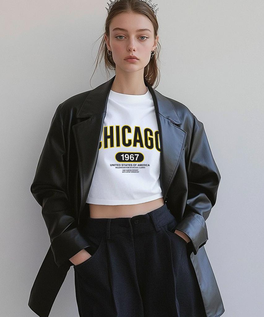 ONEHUNDREDPERCENT FOR WOMAN Ohpxdreamday Chicago Millennium Park Women'S Crop Short Sleeve T-Shirt