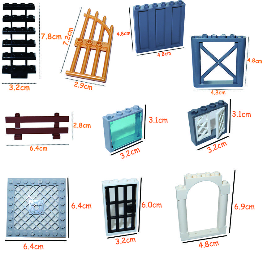 Non-Toxic Railing Stair Barrier Ladder Guard Bar Castle Garden Farm Military Building Block Moc Part Fence City Accessories Assemble Brick