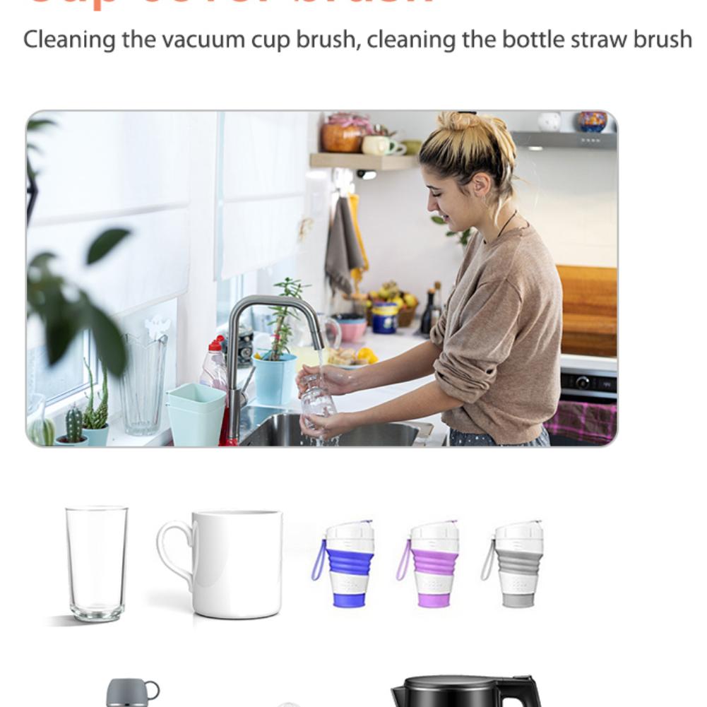 3 In 1 Bottle Brush Wine Glass Cleaner Brush Multifunctional Cup Brush Insulation Bottle Cleaning Brush Kitchen Cleaning Tools