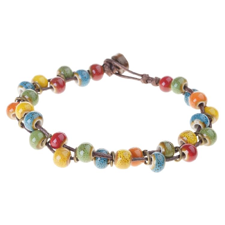 Distinctive Ceramic Beaded Bracelet Bohemian Style Woven Handchain Fashionable Handmade Wristband Fashion Accessory 1