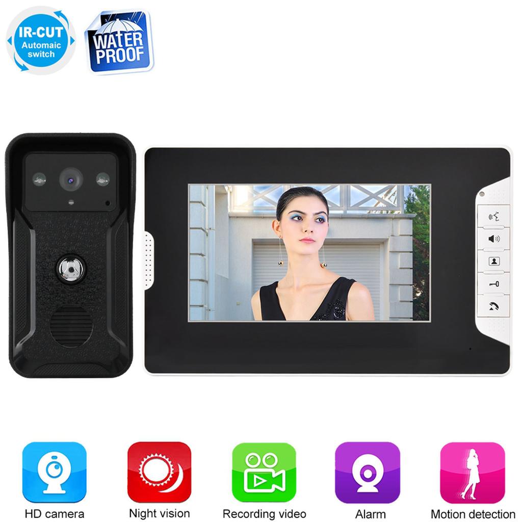7inch Wired Color Video Intercom Doorbell Night Vision Rain proof Door Bell