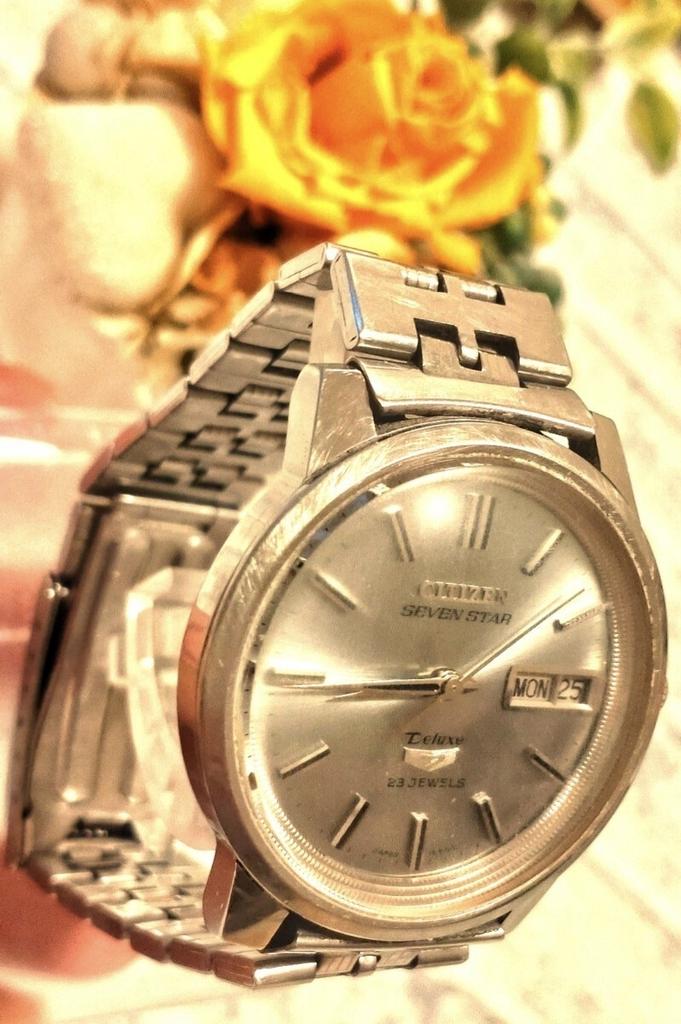 CITIZEN Seven Star Deluxe 23 JEWELS automatic men's wristwatch, silver, day-date, winding, vintage