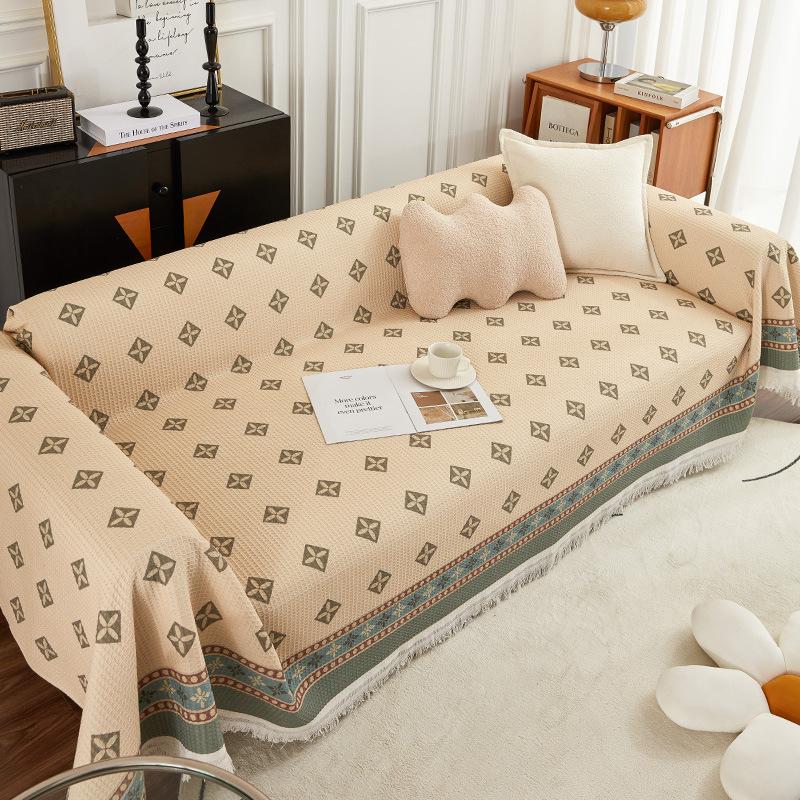 Waffle Sofa Cover Blanket Jacquard Non-slip Sofa Towel for Living Room Furniture Decor Tapestry Couch Cover Universal Sofa Towel