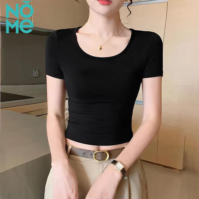 NOMe Women's Round Neck Short-Sleeve Crop Top