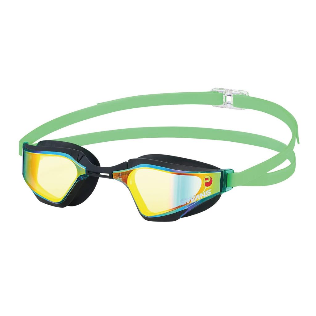 SWANS VALKYRIE SR-72MPAFAB Racing Goggles G/OR (Anti-Fog, Curved Mirror Lens, FINA Approved, Antibacterial Cushion)