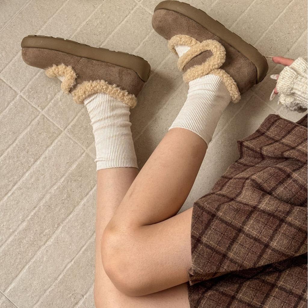 Mary Jane Snow Boots Women's Winter New Student Versatile Light Mouth Velvet Cotton Shoes