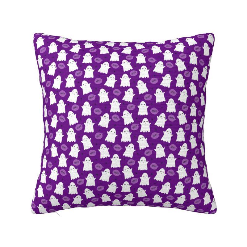 Halloween Horror Orange Ghost Pattern Pillowcover Decoration Cushions Cover Throw Pillow Case for Living Room Double-sided