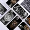 Phone Case for Apple iPhone 14 15 11 12 13 Pro Max XR X 7 8 Plus XS Black Soft Cover SE 2020 Coque Lion Tiger Animal Bumper