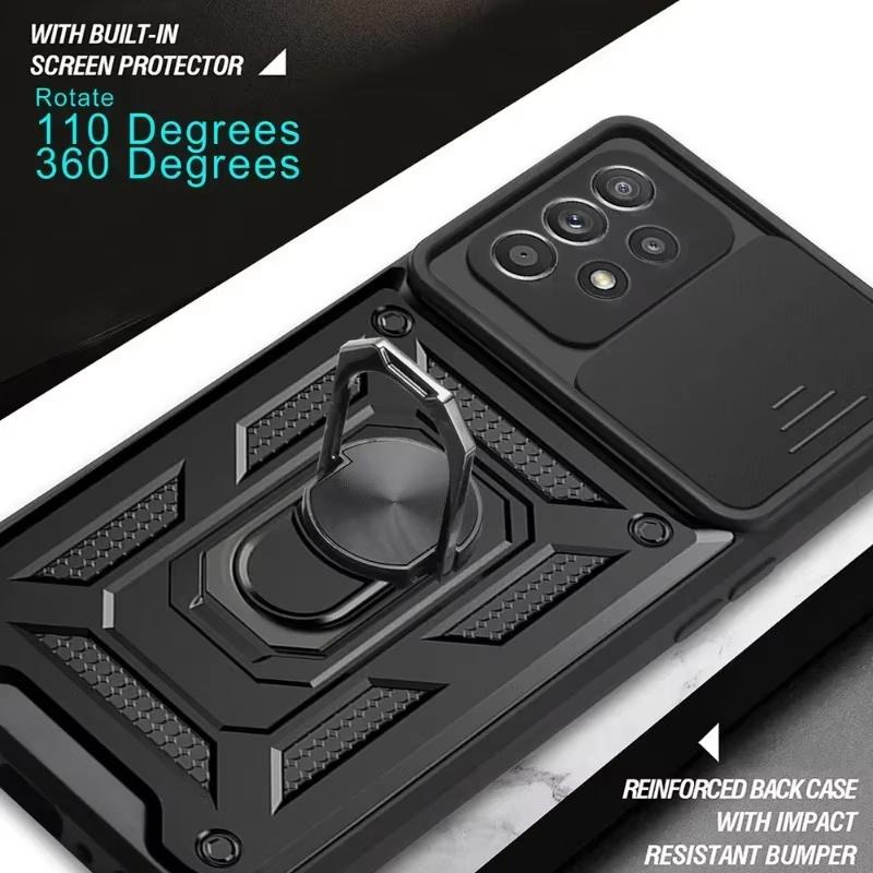 Magnetic Ring Cases For Samsung Galaxy S24 S23 S22 S21 S20 Ultra Plus Slide Lens Protector Case For Samsung S24 S23 S21 FE Cover