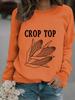 Autumn/Winter Women's Casual Long-Sleeve Corn Print Crop Sweatshirt