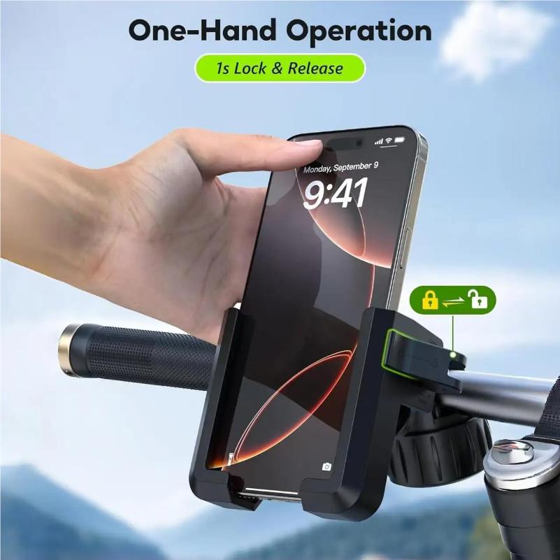 Universal Motorcycle Bike Phone Holder with Vibration Dampener, Adjustable Handlebar Mount for iPhone Samsung Smartphones