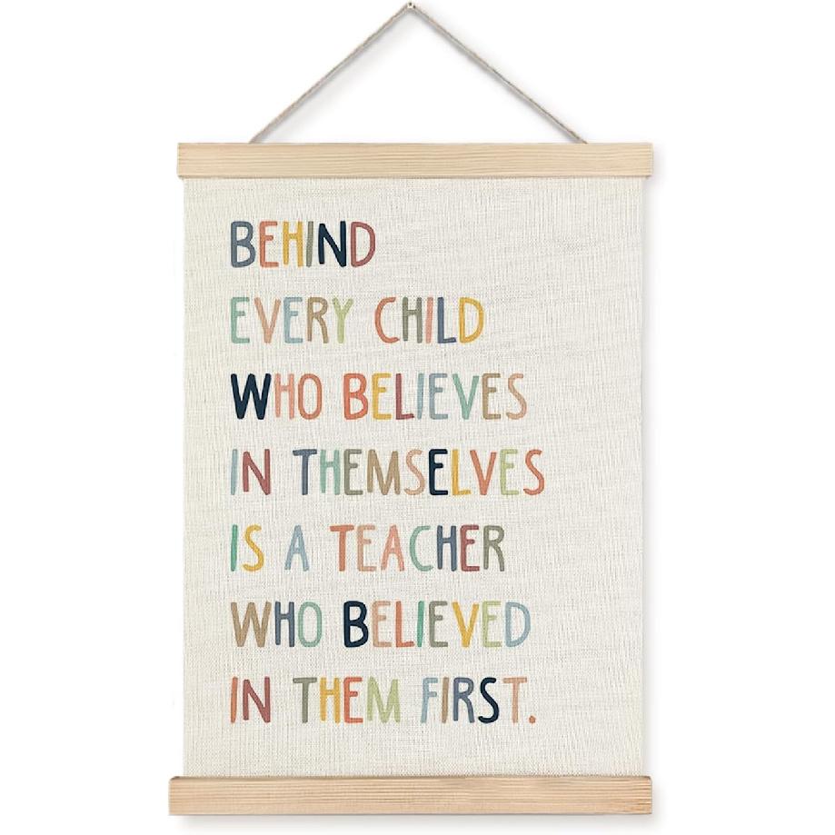 LUVADIAN Positive Affirmations for Kids, Kids Wall Decor, I am Smart Kind Blessed Motivational Poster Hanger Frame Wall Art for Classroom Playroom