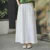 Johnature Women Vintage Wide Leg Pants Summer Chinese Style Elastic Waist Solid Color Trousers Loose Casual Pants