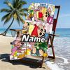 Custom Name Personalized Crayon Shin Print Beach Towel, for Trip Camping Beach Party Home Decor, Birthday Gift for Family & Friends