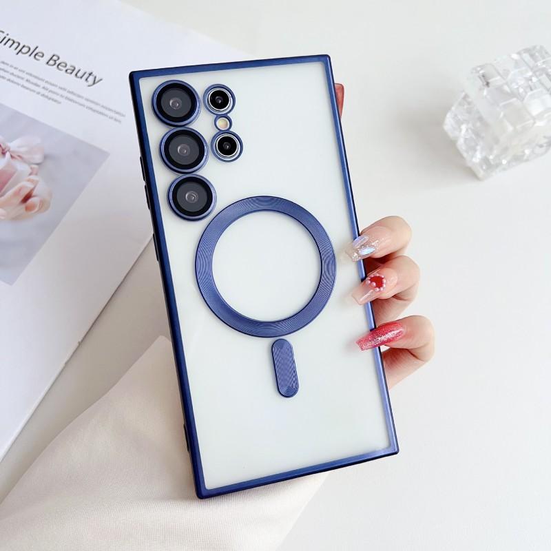 Magnetic Snap-on Phone Case Galaxy S25 Ultra S23 Note20 TPU Titanium Matte Electroplated Cover