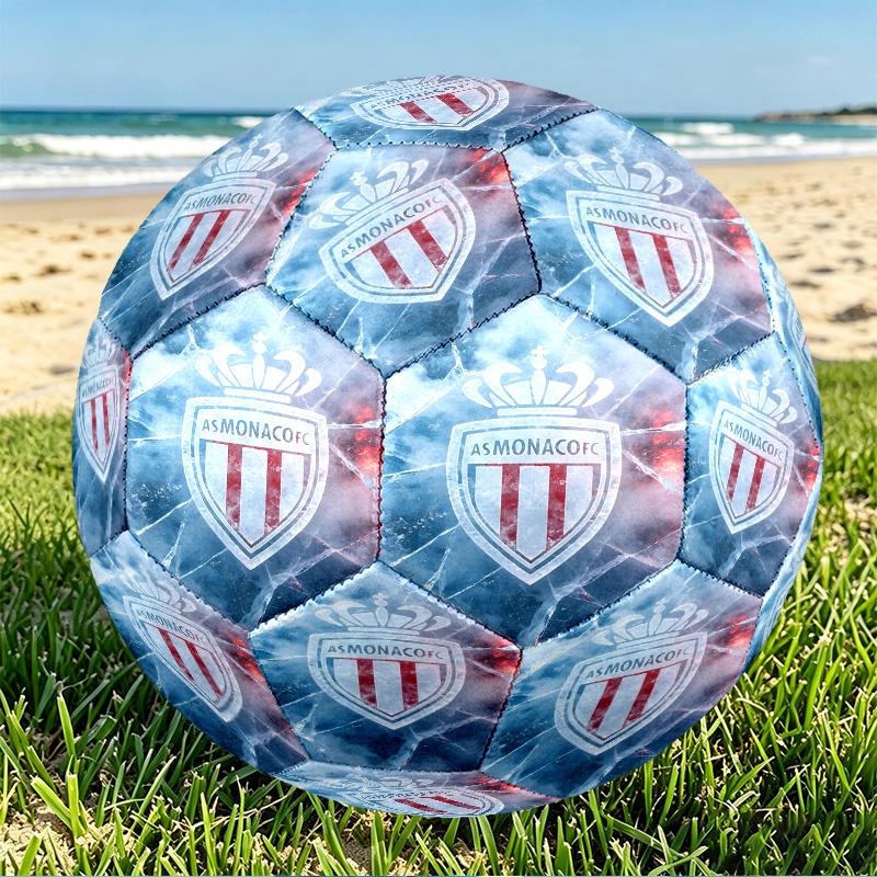 AS Monaco Print Size 5 Soccer Ball, PU Wear Resistant Football for Match Training and Daily Practice, Birthday Gift for Soccer Fans