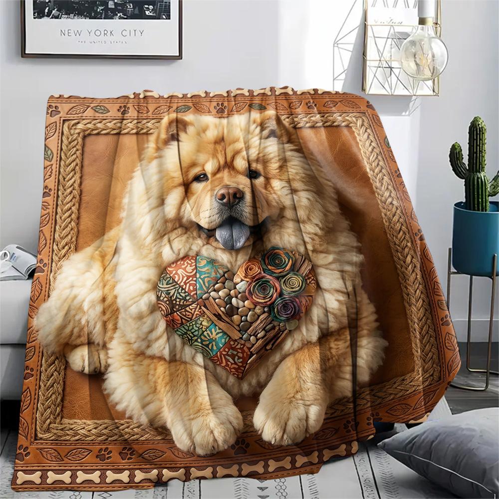 1Pc Cat Dog Patchwork Print Flannel Blanket High Quality Warm Comfortable Cover for All Seasons Perfect for Gifts Home Decor