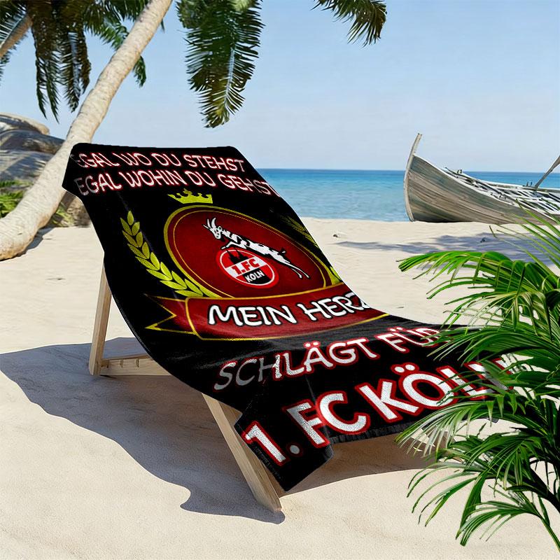 1. Poster FC Köln Stampa Asciugamano da Spiaggia, Asciugamano Grande Morbido Asciugatura Rapida per Spiaggia Campeggio Nuoto
