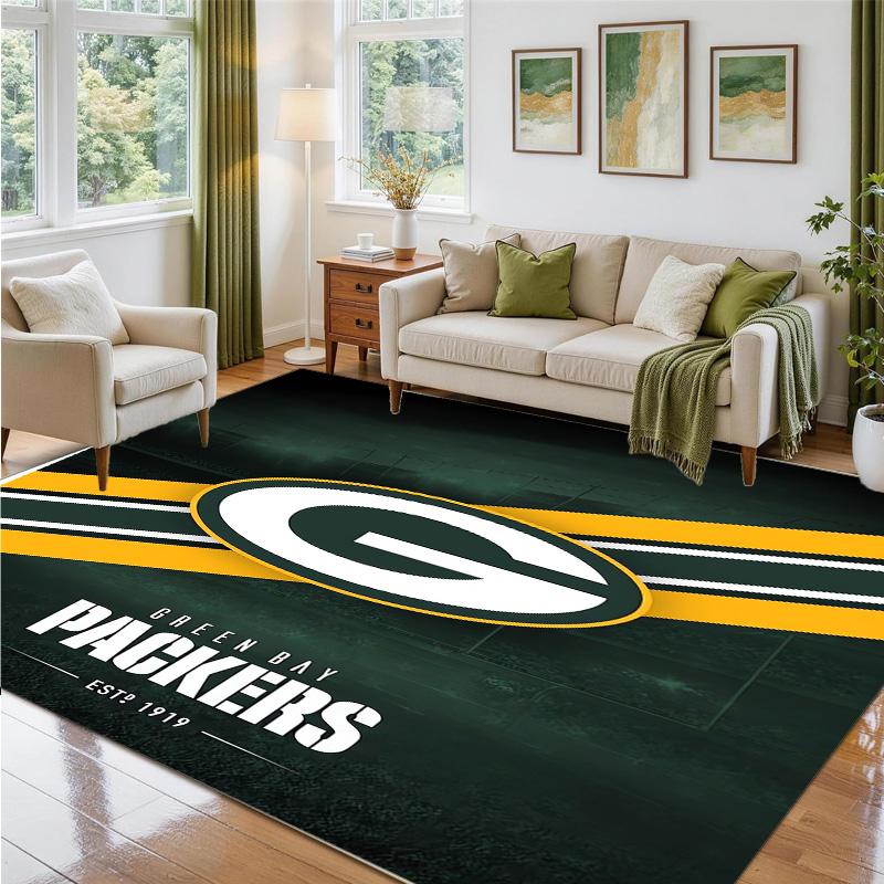 Green Bay Packers Design Crystal Velvet Rug Soft Decorative Mat for Bedroom Entrance