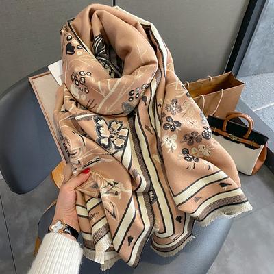 New Retro Fashion Imitation Cashmere Scarf For Women In Winter, Thickened And Warm Neck, Dual Purpose Shawl Exterior