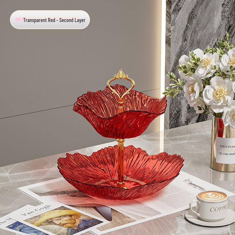 Salon İçin Şık Üç Katlı Plastik Meyve ve Atıştırmalık Sunum Tepsisi