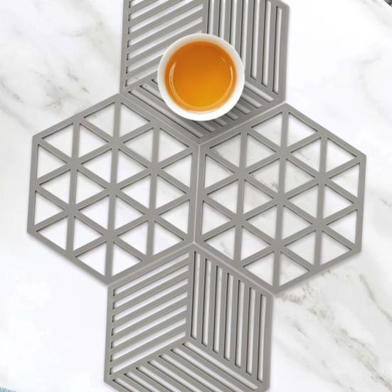 Suport de vasă din silicon Hexagonal Suport de masă Suport pentru oală Rezistent la căldură și Anti-alunecare Covorașe de masă Tampoane izolante pentru protecția biroului pentru casă Bar Cafenea