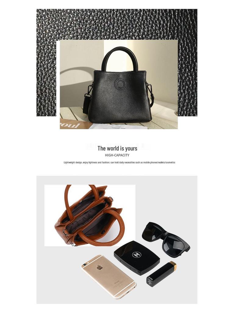 2025 Genuine Leather Women's Tote: European & American Style, Large Capacity Commuter Shoulder Bag