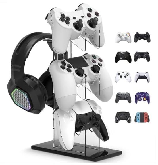 

Подставка для контроллеров Tubbi 3-ярусная, подставка для наушников для PS4, PS5, Switch, XBOX и ПК, с черным основанием