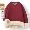 Men's Velvet-Lined Lambswool Hoodie - Thick, Warm Round Neck Jacket for Winter