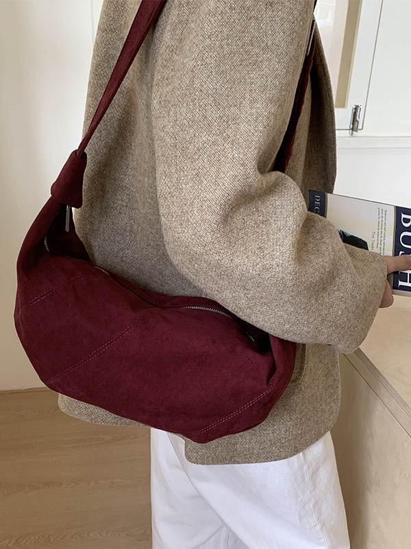 2025 Women's Retro Suede Croissant Crossbody Tote – Autumn/Winter Casual Shoulder Bag