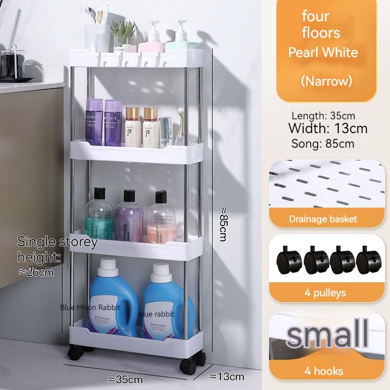 

4-ярусная тележка для хранения на полу в ванной комнате, органайзер для зазора между раковиной, стойка для узкого пространства в туалете, передвижная полка для хранения под туалетным столиком в ванной комнате 4 layers