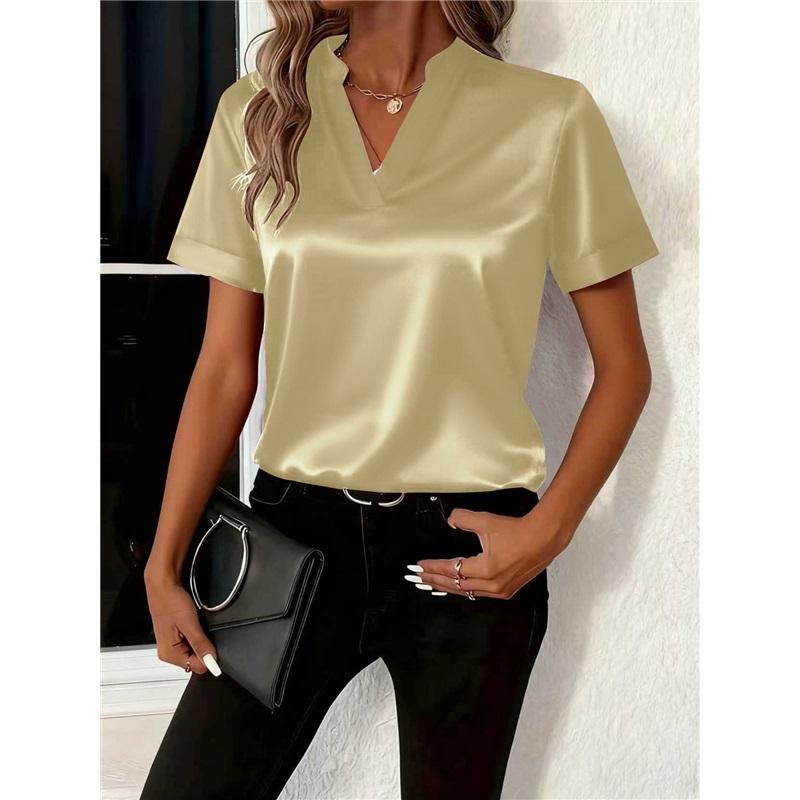 Women s Simple V-Neck Loose-Fit Shirt for Spring and Summer L