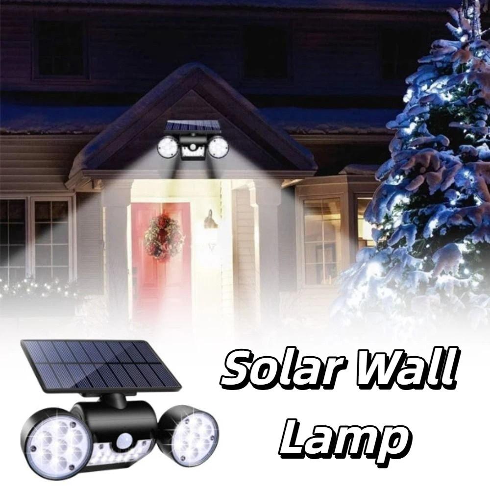 Waterproof Solar Lights Dual Head 360° Adjustable Security Lights 30 LED Rotating Design Motion Sensor Lights Garage Use