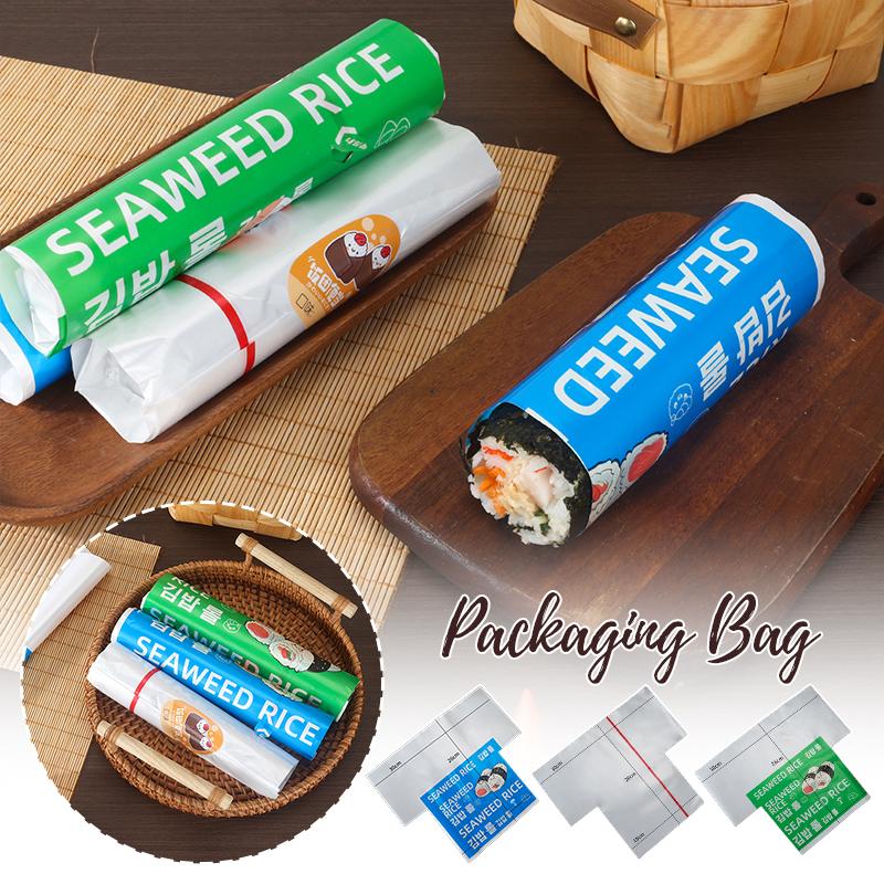 100 Stuks Cartoon Japanse Sushi Rol Verpakkingstas Draagbare Rijstbal Verpakkingstas Rijstbal Wegwerp Verpakkingstassen Nieuw
