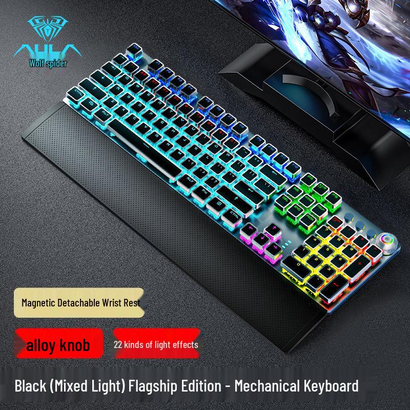 Wolf Spider F2088 Mechanical Gaming Keyboard, Blue Switch, with Wrist Rest for Esports and Home Desktop Use.