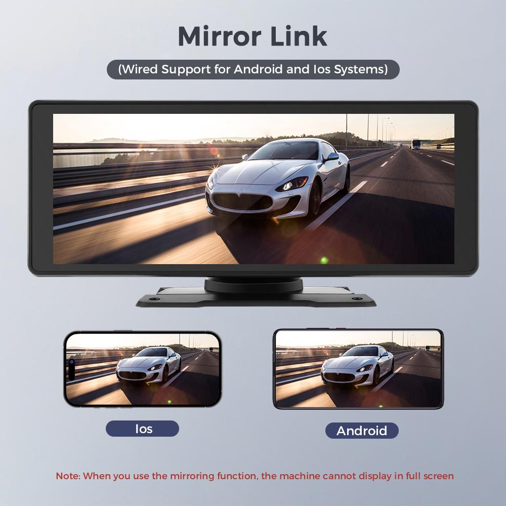 Displej přehrávače do auta Monitor CarPlay Android Auto Multimediální MP5 přehrávač 10,26palcový Přenosný IPS displej WiFi Bluetooth FM se 720P palubní kamerou