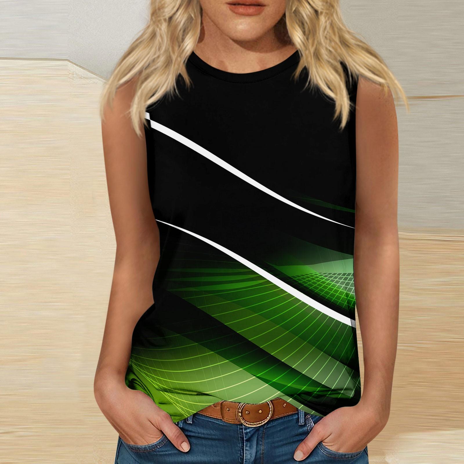 

Женские повседневные туники, топы для ношения с леггинсами, летние рубашки без рукавов с принтами, майки, блузки L