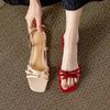 Fashion French Bow Flat Sandals Women 2025 Summer New Niche Design Sense Braided Simple 100 Comfortable Open-toed Sandals