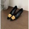 New High Heels Pumps Women Shoes Gold Buckle Ladies Elegant Single Shoes Pointed Toe Thin High Heel Dress Work Shoes