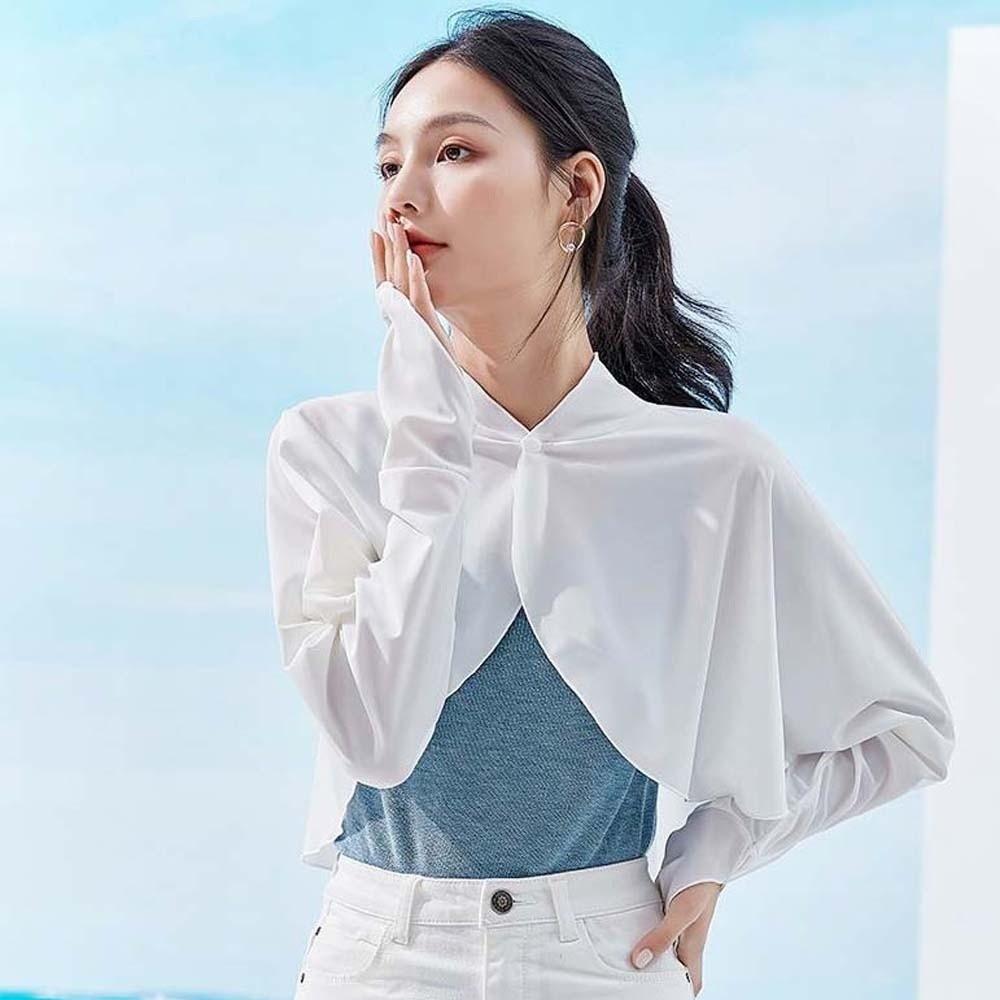 Solid Color Summer Sunscreen Shawl Sunshade Cloak Sun Protection Clothing Ice Silk Cape Riding