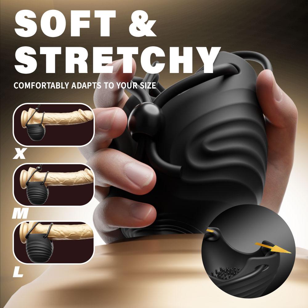 Adjustable Penis Ring Vibrator with 10 Vibration Modes for Delayed Ejaculation Penis Ring with Testicle Massager Couples Set Men's Adult Toy
