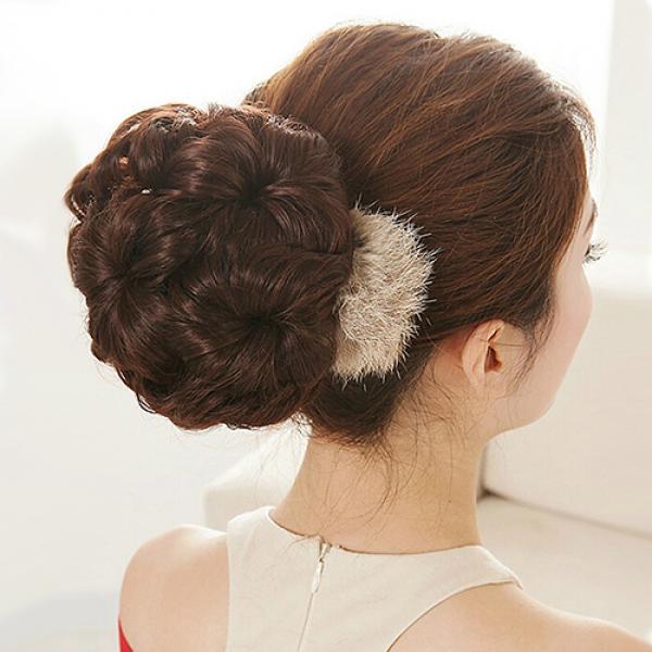 Welliges, lockiges Kunsthaar, Dutt-Abdeckung, Haarteil, Clip, Perücke, Haargummi, Haarverlängerungen