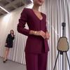 Elegant Womens 2-Piece Suit Set Blazer Trousers Office Wear