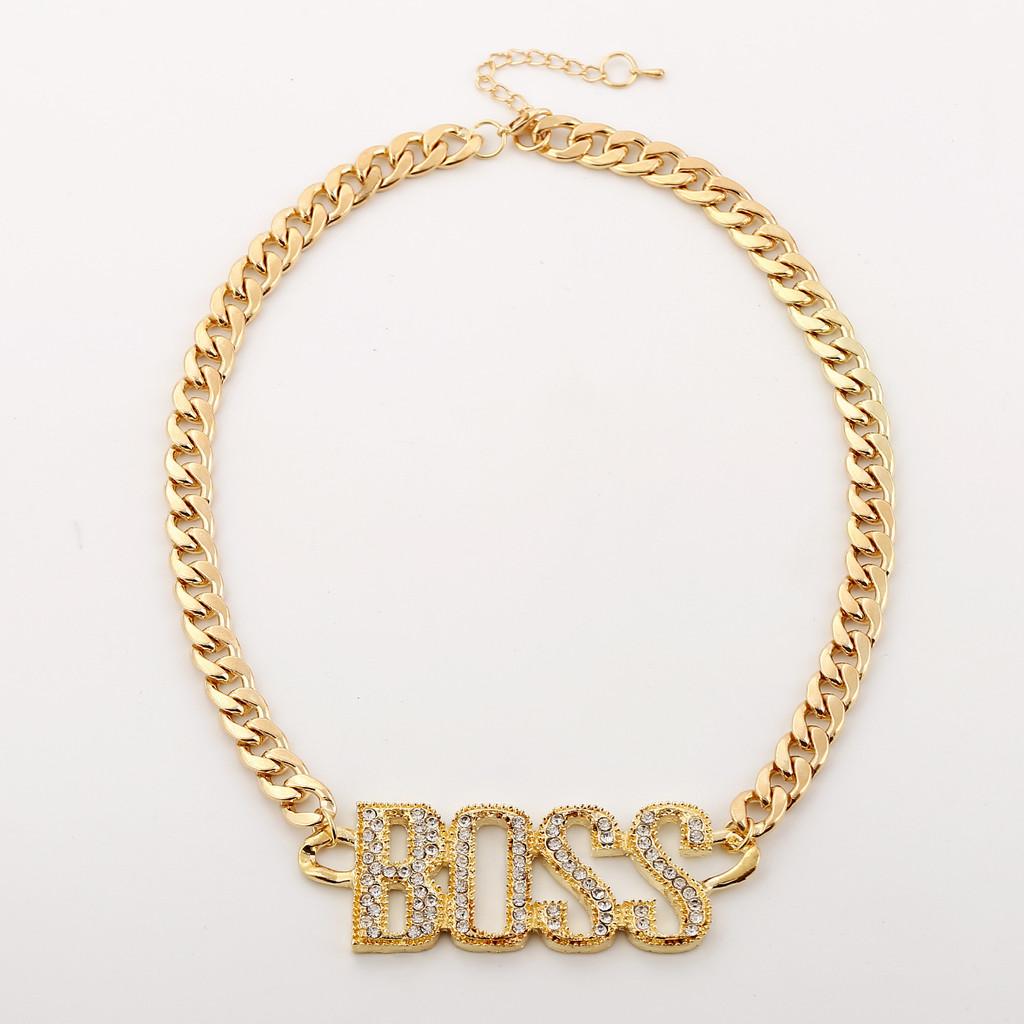 Fashionable Rhinestone Decorated Metal Letter Women Necklace For Fashion Enthusiasts