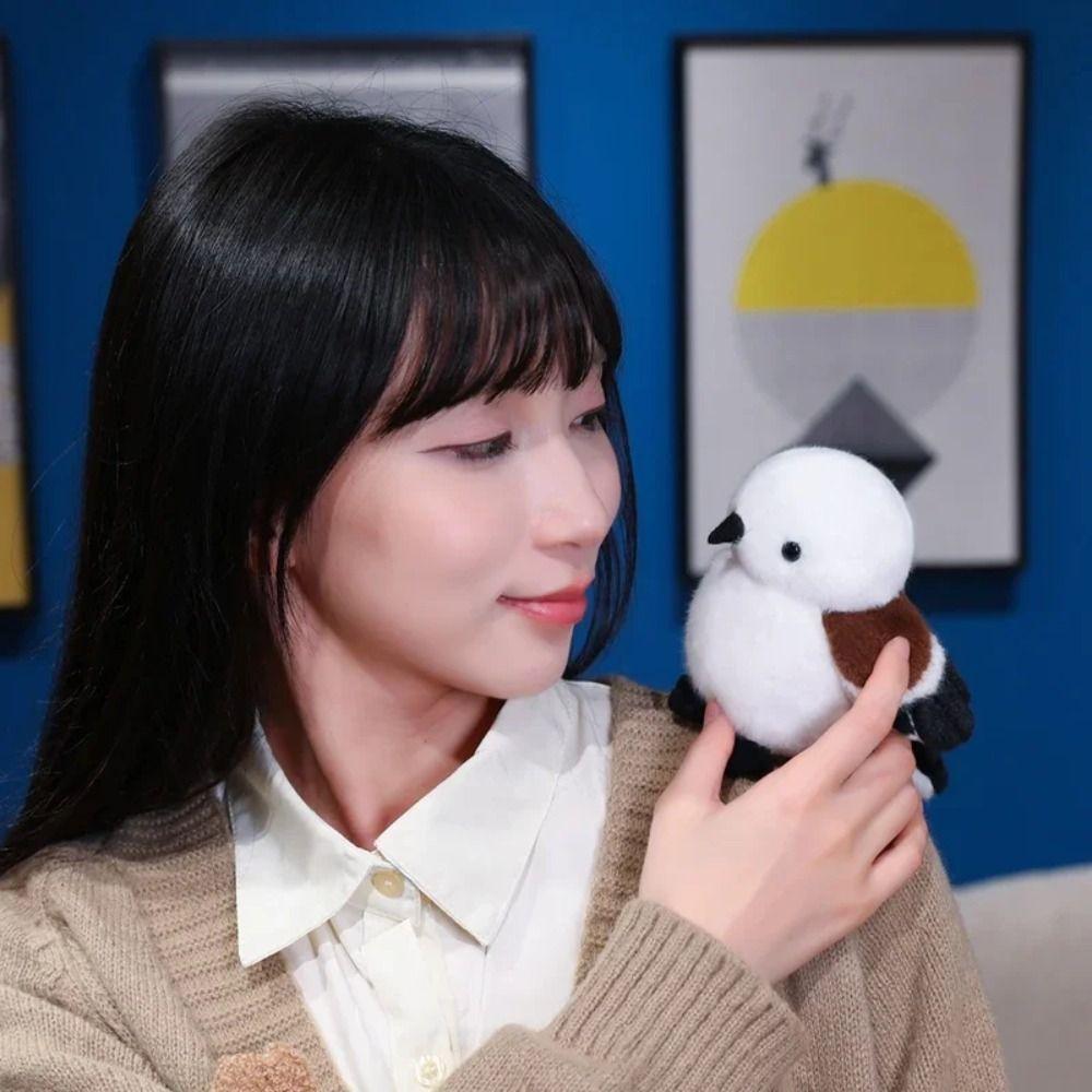 Fluffy Material Lifelike Bird Plush 12cm Size Realistic Bird Doll Sound Bird Plush  Birthday Gift
