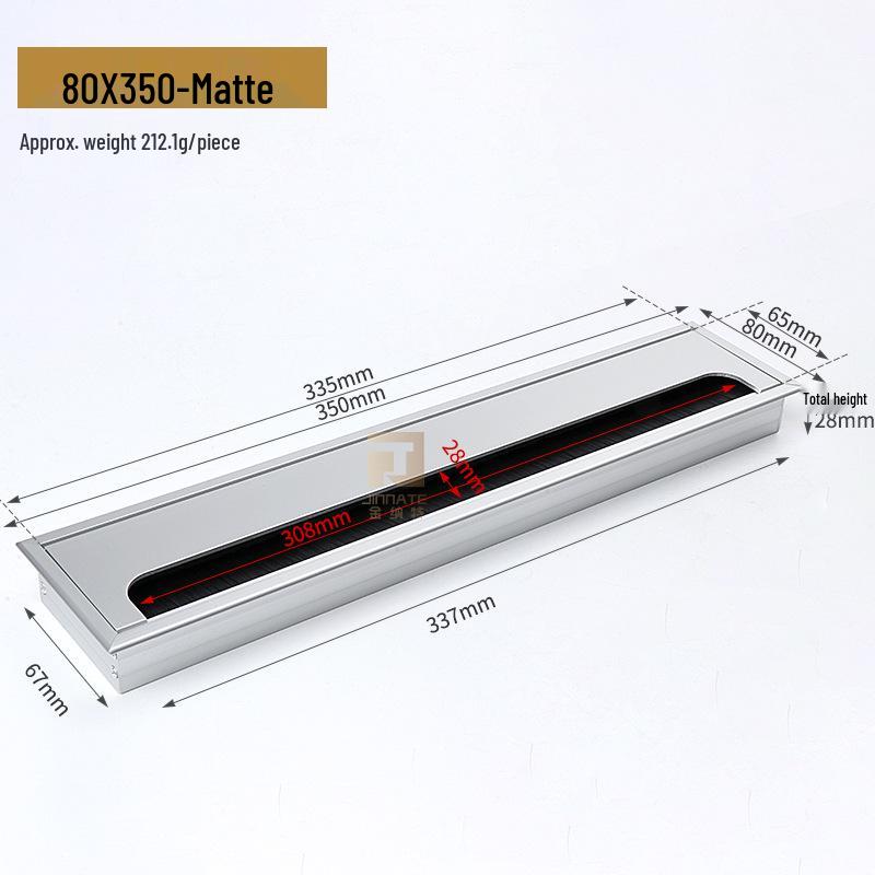 Aluminum Alloy Desk Cable Management Box with Brush Grommet